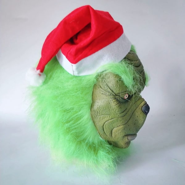 Grønnhåret Monster Grinch Mask Hodeplagg Prank Props Cosplay