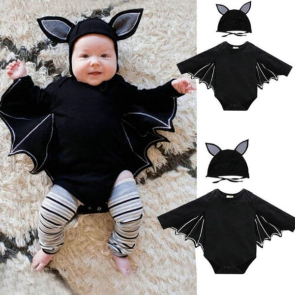 Halloween Kids Baby Bat Sleeve Onesie Cosplay -juhlapuku black 70cm