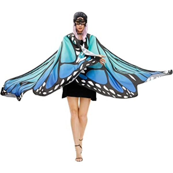 Butterfly Wings Kostume Voksen Halloween Sommerfugl Cape Costume W