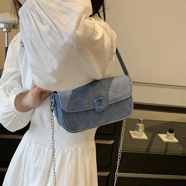 High-end lille taske trendy all-match taske niche mode denim blue large