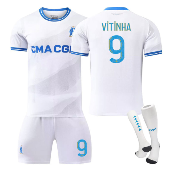 23-24 Marseille hjem ny fotballdrakt barnas student treningsdress jersey sportsklær NO.9 VITINHA L