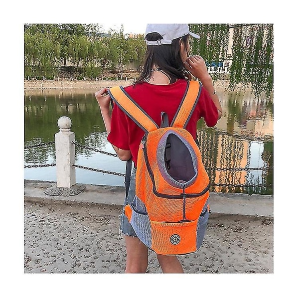 Rejser Pet Hundebærer Puppy Travel Mesh rygsæk Front Bærbar skuldertaske Orange S