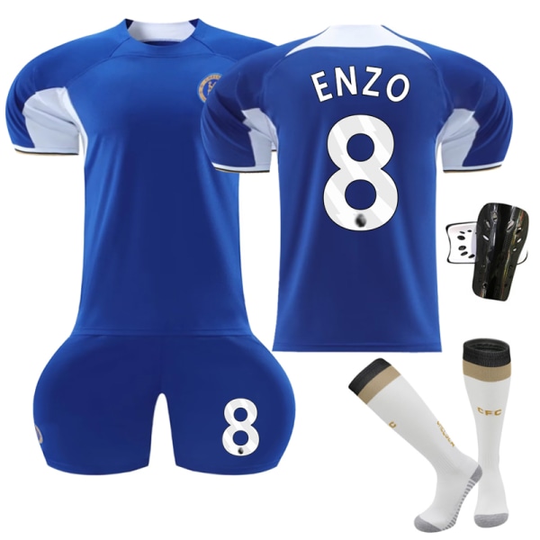 23-24 Chelsea Home Football Training Kit #8 Enzo Kids 16(90-100CM)