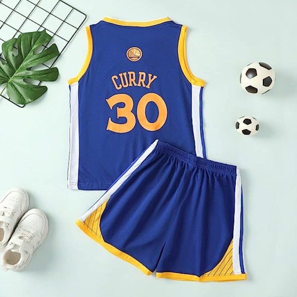 NBA Golden State Warriors Stephen Curry #30 Basketball Jersey Blue cm 120