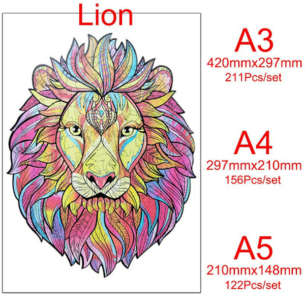 Leijona luovat puiset palapelilohkot opettavaiset palapelilelut Lion A4