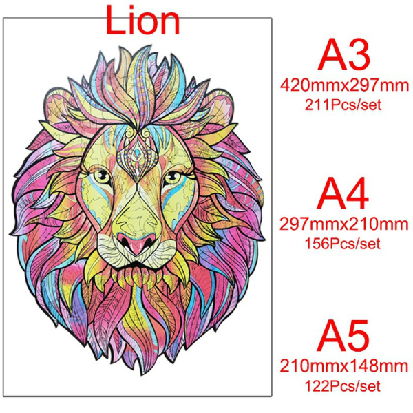 Lion Creative träpussel blockerar pedagogisk pusselleksak Dragon A5