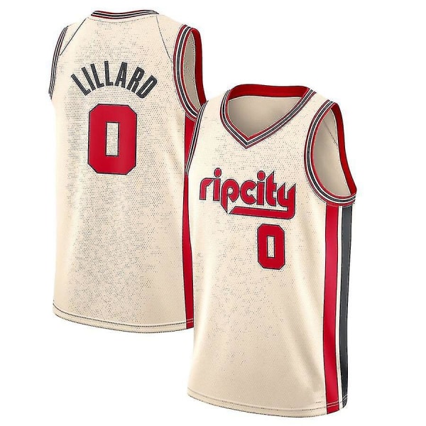 Damian Lillard #0 Basketballtrøye 21/22 Sportsuniform for menn Cream 2XL