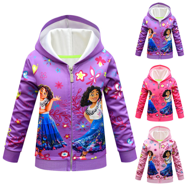 Kids Encanto Long Sleeve Zip Up Graphic Jacket Coat purple 140cm