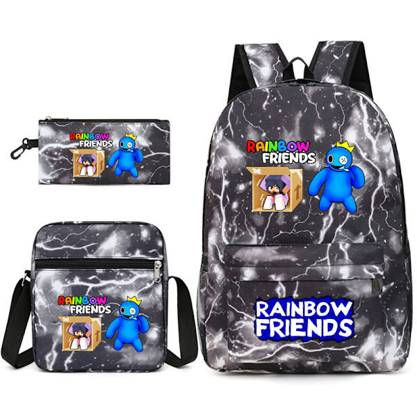 Rainbow Friends -reppu pojille ja tytöille Black Lei electrogram 3 The single shoulder bag