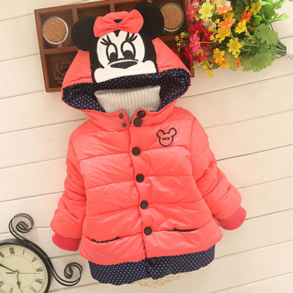 Piger Baby Minnie Coat Hættetrøje Vintervarmer Overtøj Toppe Red 6
