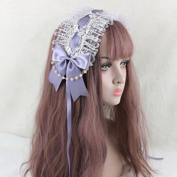 Lolita Lace Headband Cosplay Maid Päähineet Rusetti Pääpanta Purppura