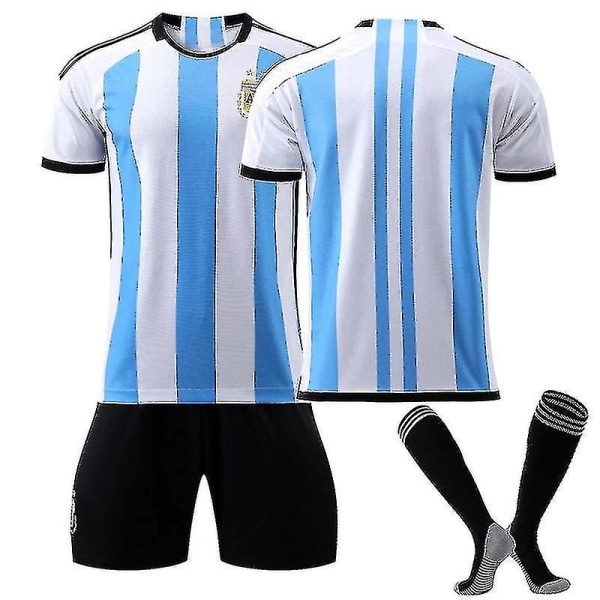 Messi #24 Tröja Hemma Argentina National Jersey Set för herrar Unnumbered adults L(175-180CM)