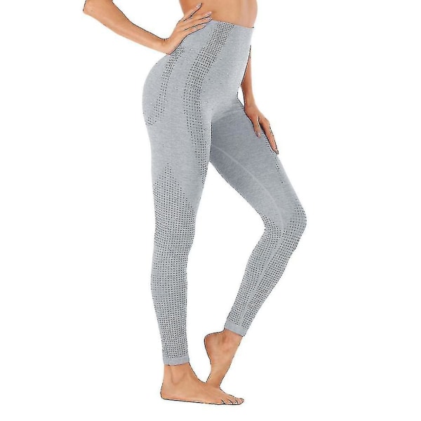 Kvinnor Seamless eggings Byxor Hög midja träning Gym Booty Butt ifting Byxor Strumpbyxor Kvinna Running-c Light grey L