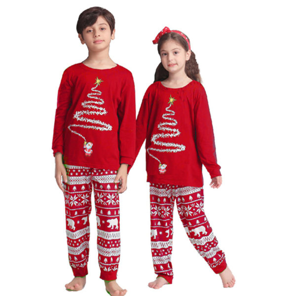 Joulun perheen yhteensopivat vaatteet Xmas 2 kpl yöpuvut Pyjama Kid-red 4T