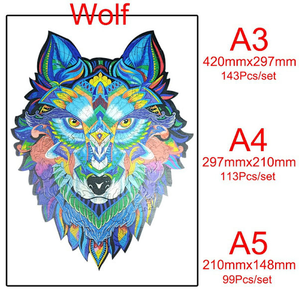 Leijona luovat puiset palapelilohkot opettavaiset palapelilelut Wolf A4