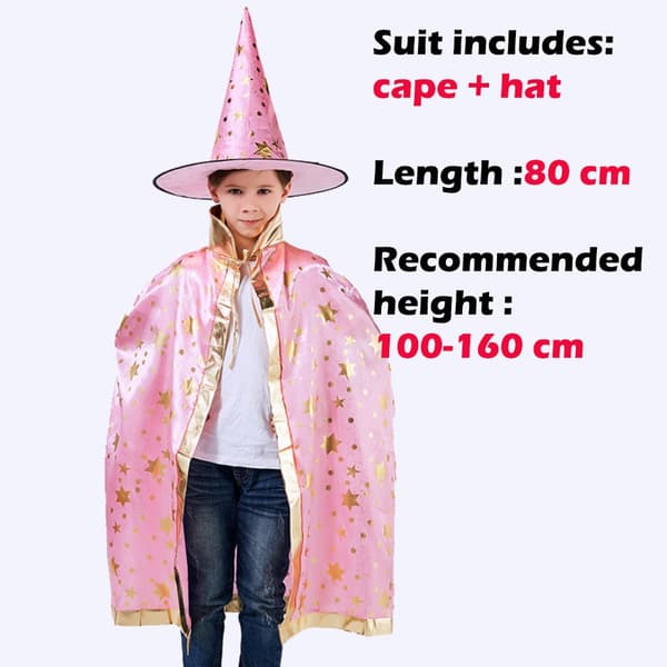 halloween kappe og hat stjerner kappe cosplay pink