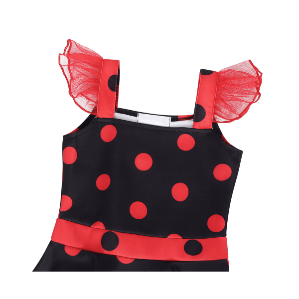 Flickor Polka Dots Ladybug Dress Up Kostym black 140cm