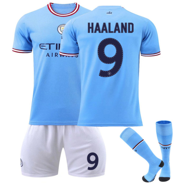 22/23 Manchester City Home Børnefodboldtrøje Træningsdragter / Z X HAALAND 9 2XL
