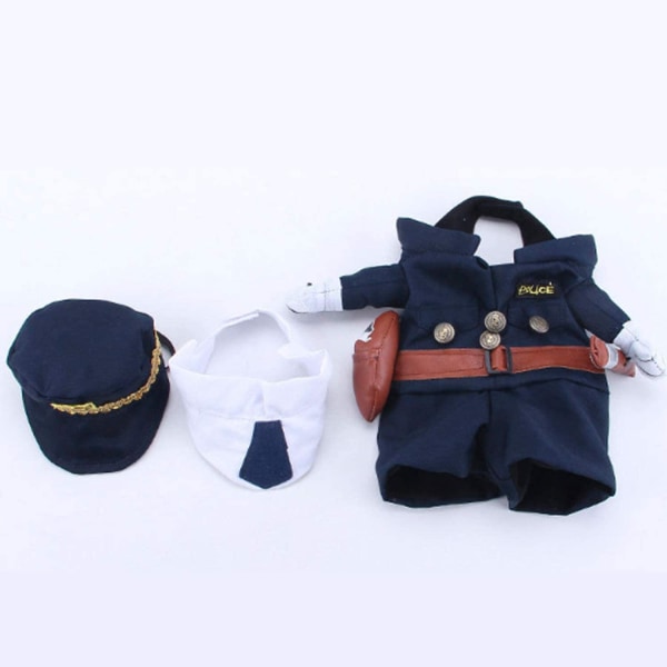 Vunny husdjursdräkt, husdjursdräkt Katt & Hund Cosplay Polis Rolig kostym Cool polisdräkt med hatt Katt & Hund(S)