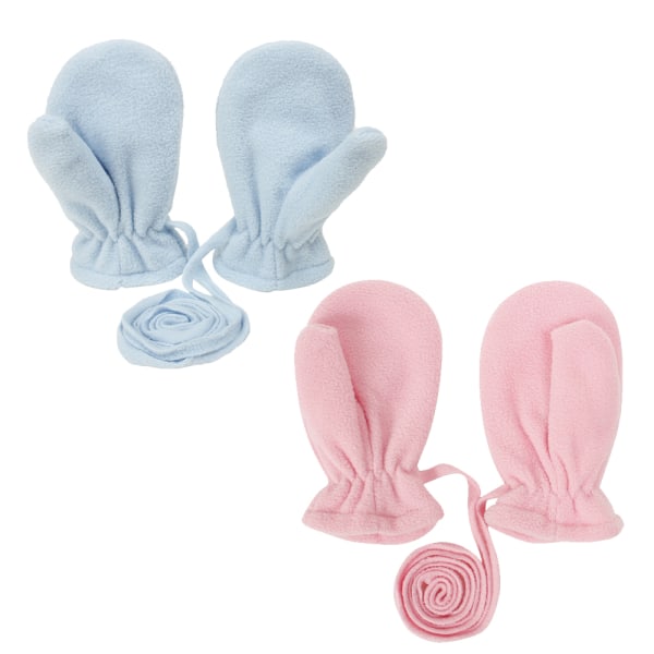 Kuldebestandige og varme fleecehansker med hengende hals Light blue + pink M