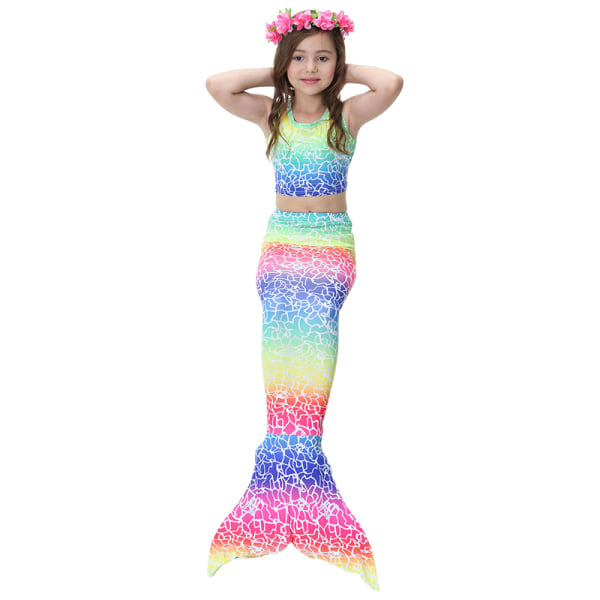 3 ST Kids Girls Mermaid Cosplay Kostym Halloween Party Multicolor 120cm