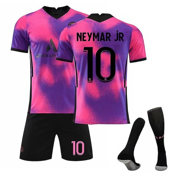 Fotballdrakt for barn Hjemme Borte T-skjortesett 21/22 20 21 Pink Neymar 10 M