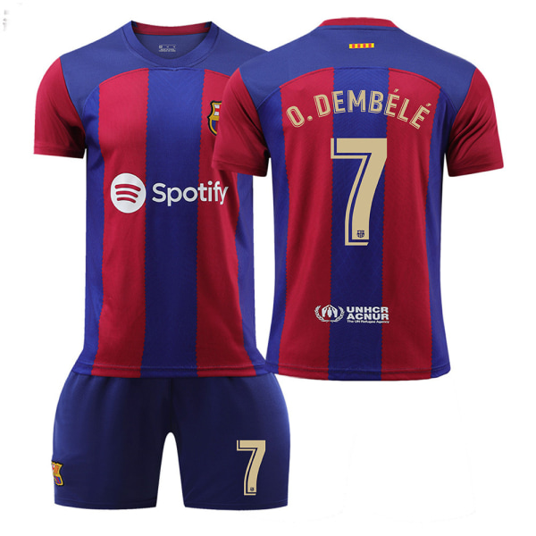 23-24 Barcelona hemmatröja Ousmane Dembele Inga strumpor nr 7 No. 7 no socks 16