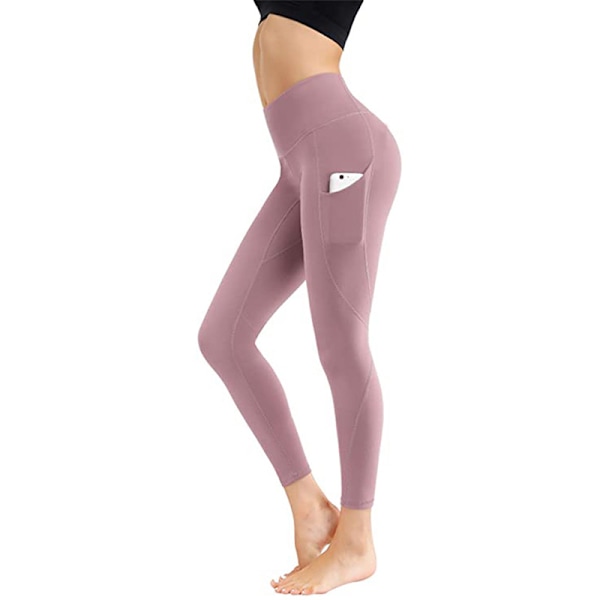 Kvinnor High Waist Yoga Byxor Fitness Leggings Löp Gym Stretch Pink,L