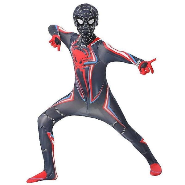 Svart Spiderman Onesie Vuxen Cosplay kostym för barn 130cm