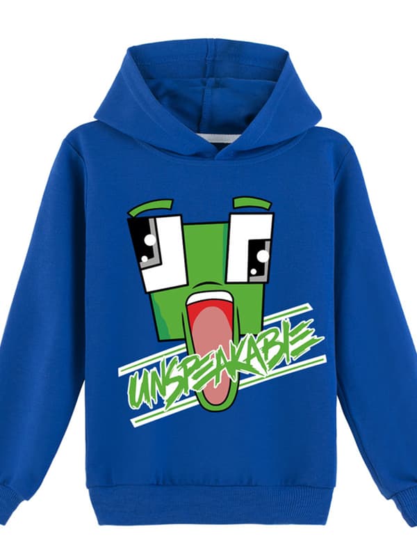 Kids Unspeakable printed hettegenser Sweatshirt Casual Pullover Topper navy blue 150cm