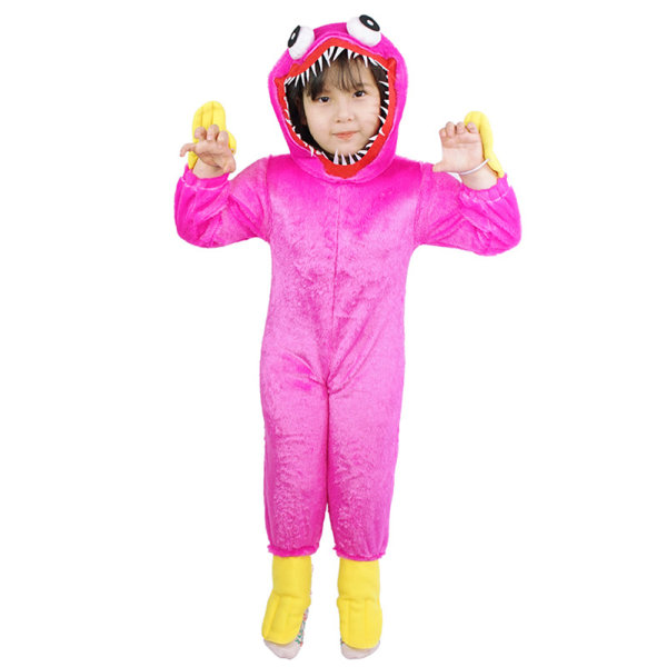 Poppy Playtime Huggy Wuggy Pyjamas Set Cosplay Kostym Bodysuit Pink XL