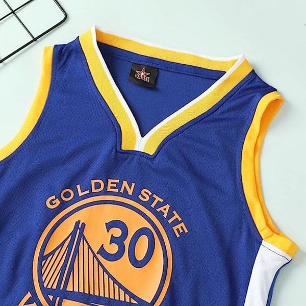 NBA Golden State Warriors Stephen Curry #30 Basketballtrøye Blå cm 80