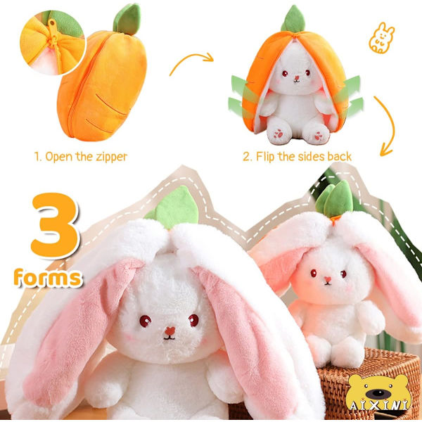 Xishao Bunny Plysch Söt Morotskanin Gosedjur, Lop Eared Kanin Plysch med Morotsdräkt, 13,7" Carrot Rabbit 13.7 inch