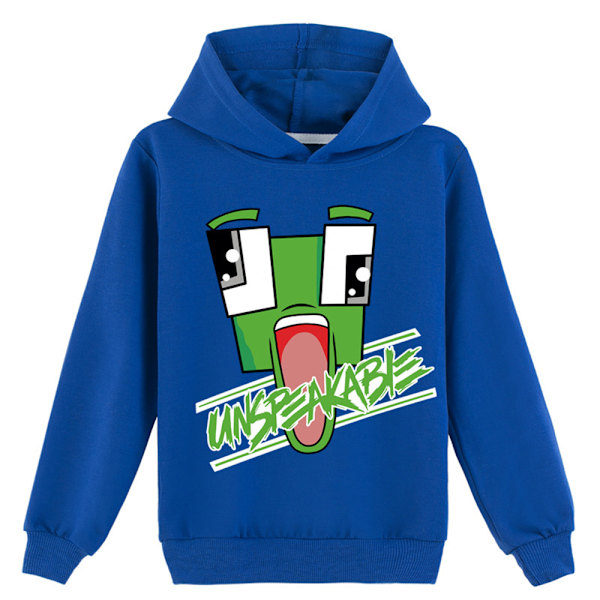 Kids Unspeakable Printed Hoodie Sweatshirt Casual Pullover Toppar navy blue 140cm