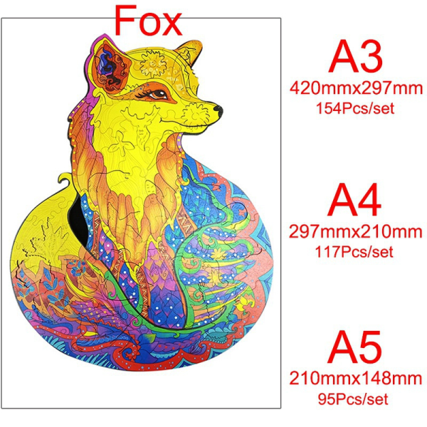 Leijona luovat puiset palapelilohkot opettavaiset palapelilelut Fox A4