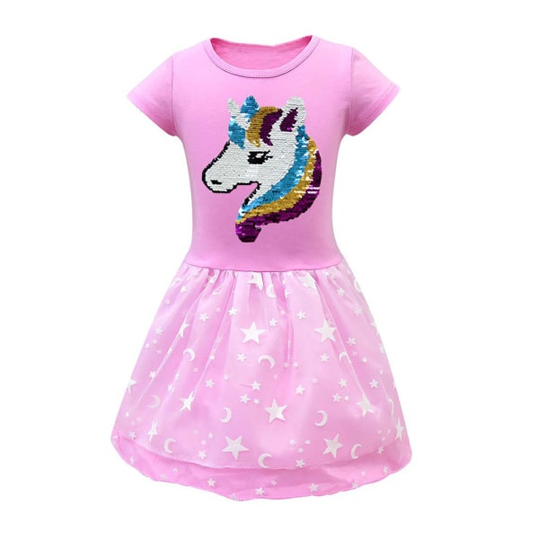 Unicorn Princess Dress Cosplay Party Costume Jentekjole 130cm pink 100cm