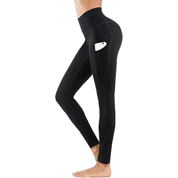 Kvinnor High Waist Yoga Byxor Fitness Leggings Löp Gym Stretch Black,XS