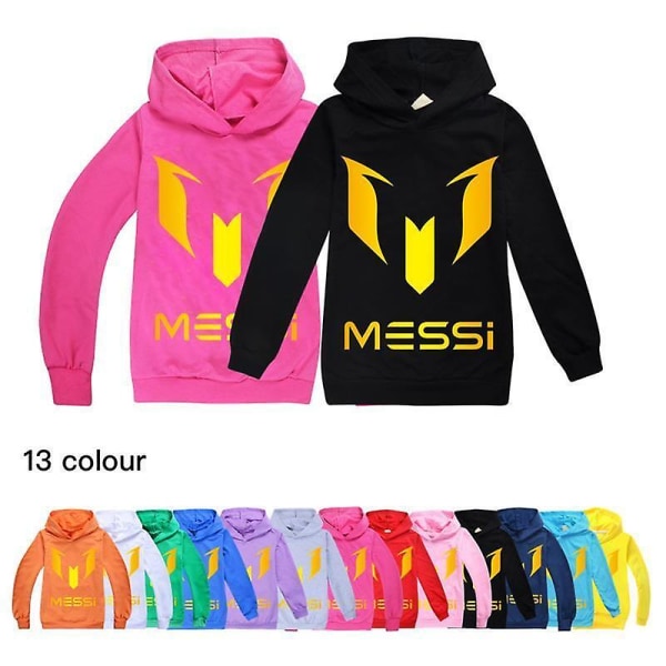 Barn Messi Print Casual Hoodie Pojkar Hooded Top Jumper Sweatshirt Present 2-14y Pink 140CM 8-9Y