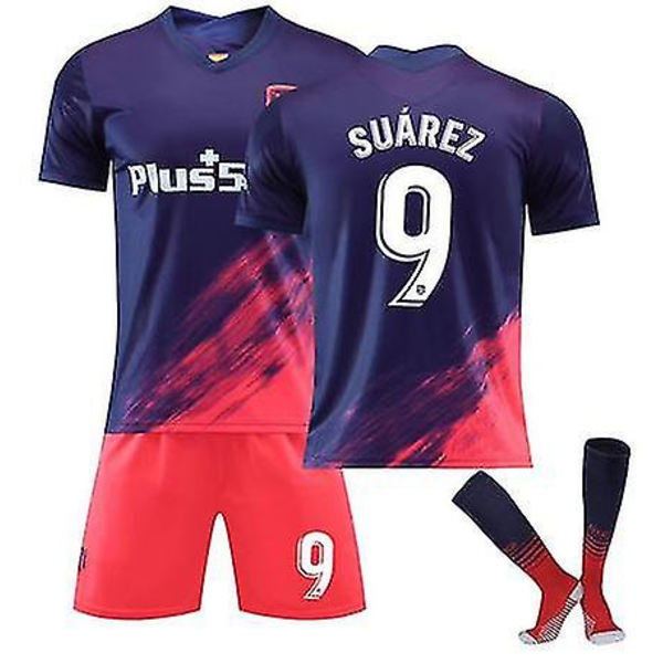 2022 Uudet Jalkapalloneuleet Puku 9 Suarez 10 Correa 7 Joao Felix 8 Griezmann lyhythihaiset Urheilujuoksujalkapallo-univormut miehille ja naisille Navy 9 XS