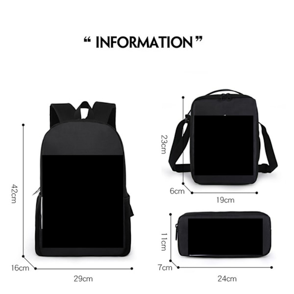 3 st/ set OSÄGLIG ryggsäck Crossbody-väska Case för navet