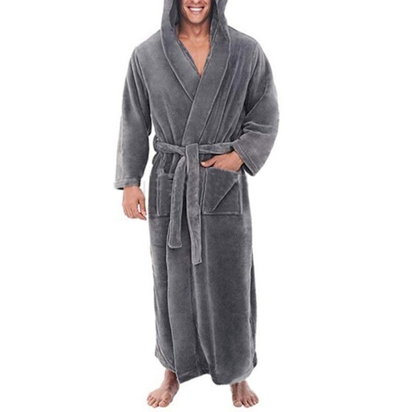 Sovkläder Huvfickor Varmare Herr Nattlinne Vinterbadrock gray xl