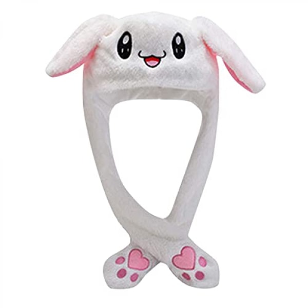 Moving Ear Rabbit Hat, Plys Bunny Ears Pandebånd Halloween Animal Easter Cosplay Rabbit ---Hvid