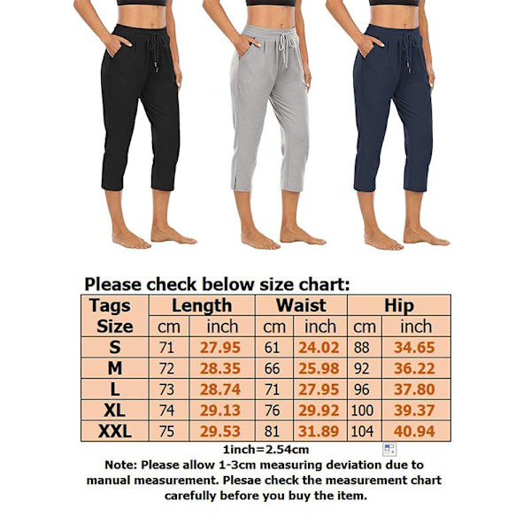 Kvinnor Yogabyxor med hög midja Fitness löparfickor Byxor Dark Blue,XXL
