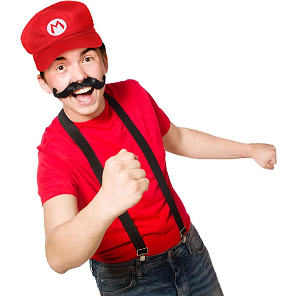 Set med 2 Super Mario-hattar - Mario och Luigi Caps Red and Gre
