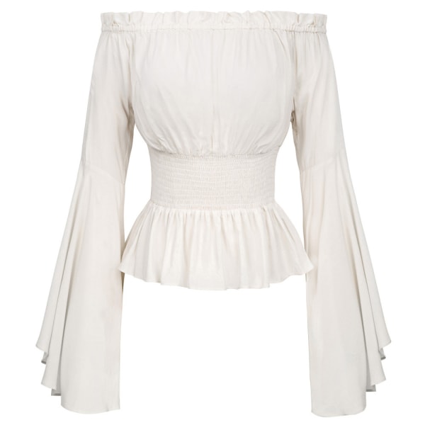 ångärmad off shoulder-topp dam från renässansen piratskjorta white L