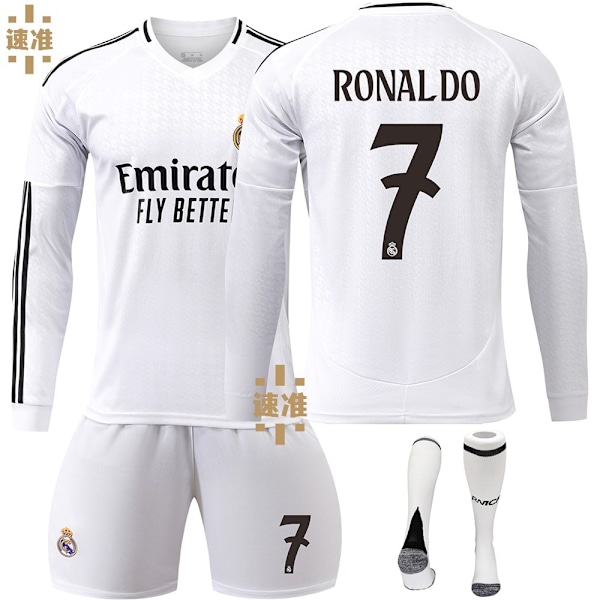 Real Madrid Hjemme Barn Langermet Fotballdrakt Kit Nr 7 Ronaldo 2024-2025 22