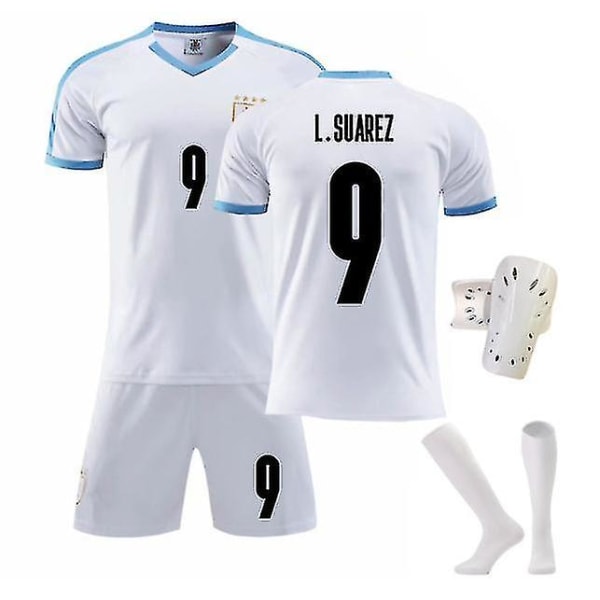 2022 Ny fotbollströja för barn 9# L.suarez 21# E.cavani Modeshorts Fotbollströjor Kostym Skyddsstrumpor/ set B9 White 24
