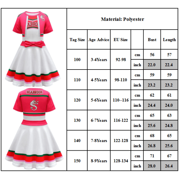 Zombies 3 Addison Cheerleading Cosplay kostyme kjole Halloween 100cm