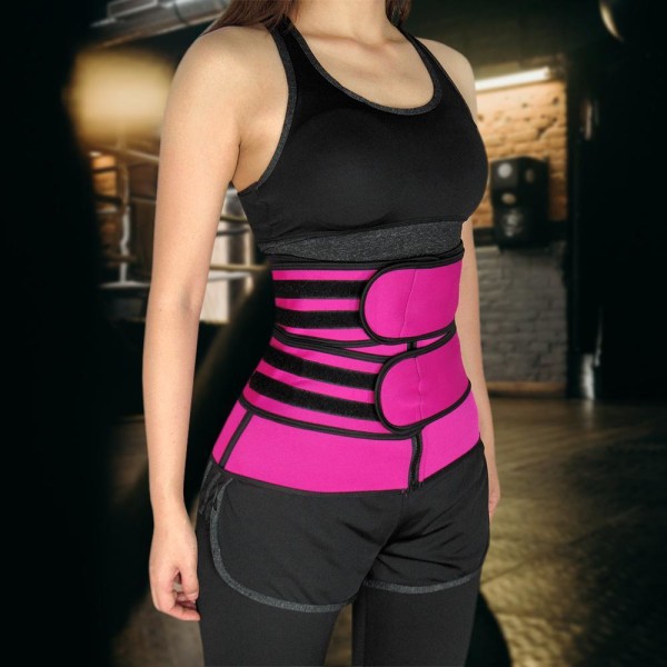 Waist Trainer med Två Band, Rosa - Pink l