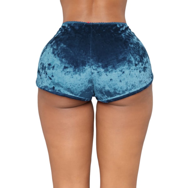 Kvinnor Sexig glänsande ren färg tvådelade shorts Top Nattklubbskläder blue M